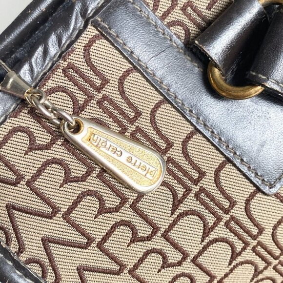 Vintage Pierre Cardin All over Print Canvas Leather Trim Small  Satchel - Picture 9 of 10